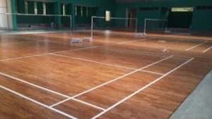 wooden badminton court